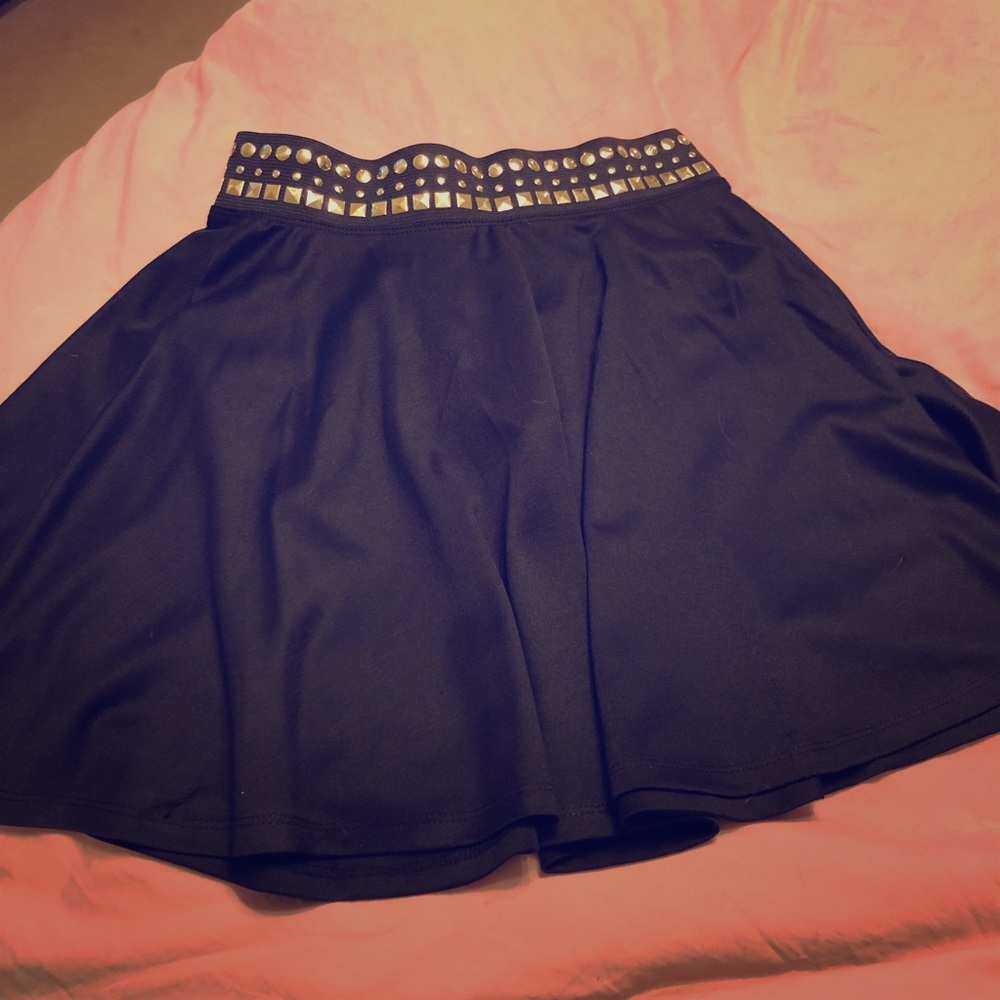NWT Copper Key Black Skirt with Gold Studs!